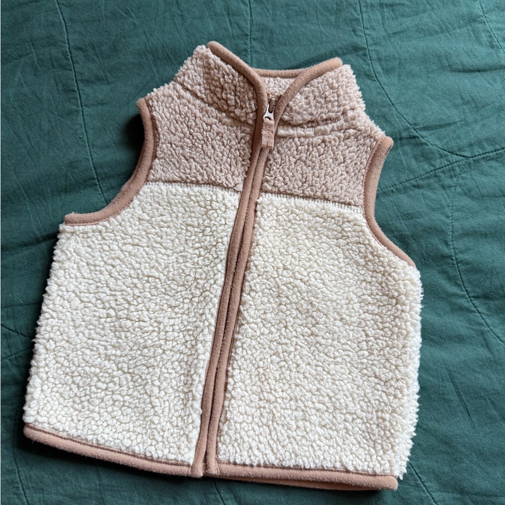 Tan and Cream Teddy Bear Vest with High Neck